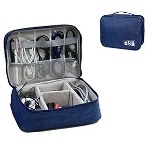 Menoeceus Electronics Cable Case Organizer Bag, Travel Electronics Accessories Storage Bag Travel Gadget Bag, Portable Waterproof Digital Bag Travel Bag Storage Case for Power Bank (Navy)