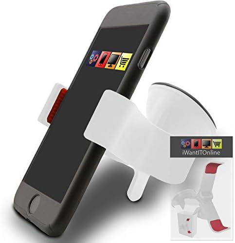 IWIO Samsung M850 Instinct HD White SuperClaw Multi-Directional Dashboard / Windscreen, Case Compatible (Use with or without your existing case!) Clip On Suction Mount In Car Holder