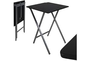 CASA D'OR D'CASA dcasa - Tavolo quadrato pieghevole, nero, 48 x 48 x 65 cm