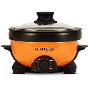 Sheffield Classic 3-In-1 Aluminum Multi-Cooker 1.1 L(Boil, Grill, Fry) 800W, 10-inches, Orange