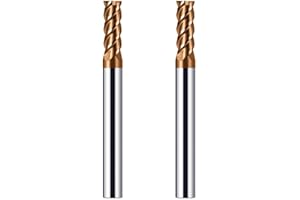 CREEYA 2PCS Fresa in metallo duro 5mm, 4 flauto CNC Fresa, HRC55, oro Rivestimento in TiSiN, frese cnc 5mm per Acciaio Metallo legno Acrylique Plastique (5mm)