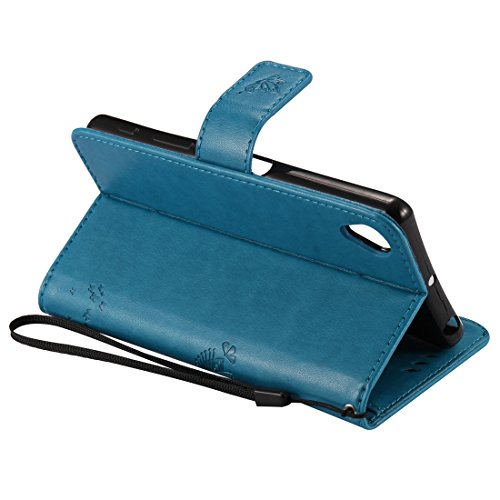 Nancen Tasche Hülle für Sony Xperia X Flip Schutzhülle Zubehör Lederhülle mit Silikon Back Cover PU Leder Handytasche im Bookstyle Stand Funktion Kartenfächer Magnet Etui Schale - 4