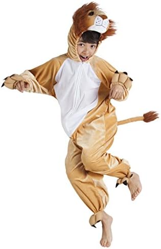 Carnival Bud – Children Motto Party Carnival Costume Plush Lion Onsie Jumpsuit 116/140, 10 years, Brown