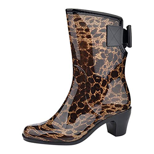 QUICKLYLY Botas de Agua para Mujer Invierno 2019 Botines Cortas/Altas Boots Jardín Trabajo Lluvia PVC Goma Impermeables Zapatillas/Zapatos Calzado para Adulto(Amarillo,38CN)