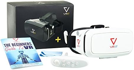 VR Headset Starter Kit, Includes Bluetooth Remote, Guide To Virtual Reality Book, The Ultimate VR Starter Set For Use With Mobile Phones, Fits All Phones 4-6 Inches Wide With Extra Comfort And Style