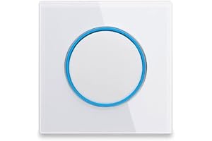 WALLPOINT Circle 1/2/3/4 gang 2 way Push Button Wall Light Switch Glass Frame Light LED Indicator (white 1 gang 2 way)