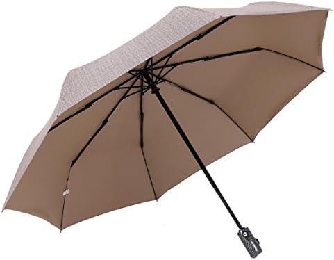 Doryum Windproof Travel Automatic Umbrella, Scrub handle,Portable umbrella - Coffee