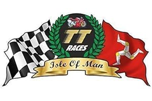 Sticar-it Ltd Diseño para Isle of Man TT Camino Races Manx Moto GP Racing Cabezas Vinilo Coche Bicicleta Casco Pegatina Insignia 75x38mm Aprox.