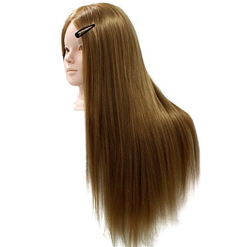 24Inch Hairdressing & Makeup Practice Head Mannequin Doll 30% Real Hair Mannequin Hairdresser Head 27#