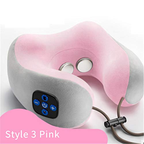 Preisvergleich Produktbild Reisekissen,Nackenkissen Reise U-Förmiges Kissen Vibrationsknetmassage Zervixkissen Tragbare Taille Schulter Elektrisches Massagekissen D30 Pink 26X24X10 cm