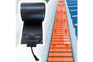 Uppvärmning av snö och issmältningsmattor för tak och rännor, 50 ℃/50 ° C de-iseringssats, värmetejp för damm, PVC-flexibelt material (12 x 180 cm/4,7 x 71 tum)