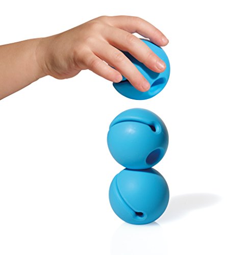 MOLUK MOX Silicone Mouth Balls, Set of 3, Blue - 5cm Sensory Toys for Stacking, Juggling & Pretend Play