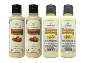 Khadi Pure Soya Protein & Walnut SLS Shampoo/Hair Cleanser, 210 ml (Pack of 4)