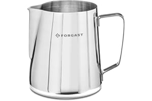 Forgast Pot à lait | Acier inoxydable | Capacité 1,5 l | Pot à lait avec marquage | Pichet à mousse de lait | haute brillance | à la machine à expresso | Facile à nettoyer | Lavable au lave-vaisselle