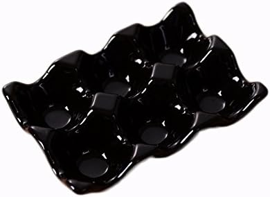 Ceramic 6-Cup Egg Holder Tray Crate for Refrigerator Storage, Black