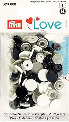 PRYM 393008 color boutons-pressions lOVE 12,4 mm bleu/gris/blanc 30 pièces ***veuillez descriptif du produit: ***