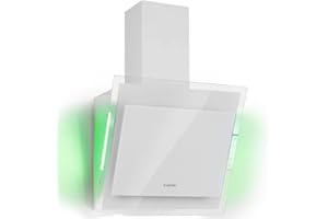 Klarstein Hotte Aspirante 60cm, Hottes de Cuisine Inclinées, Filtre de Hotte en Aluminium, Débit d'Air Puissant 601m³/h, LED, Ecran Tactile, Extracteur d'Air Silencieux, Hotte Efficace avec Evacuation