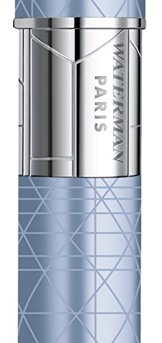 Waterman S0831080 Perspective Fountain Pen, Fine Nib, Light Blue Lacquer with Chrome Trim - Blue Ink