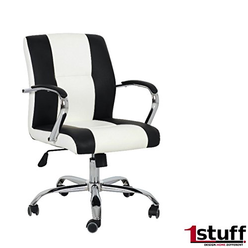 SALE! Brostuhl RACING von 1stuff - Racing-Stuhl, Drehstuhl, Drehsessel, Chefsessel, Schreibtischstuhl, Racingsessel - hochwertige PU-Rollen fr Hartbden - Gasdruckfeder nach DIN EN 4550 Klasse 3 - hhenverstellbar - Wippfunktion (Brostuhl, schwarz-wei) SALE! Brostuhl RACING von 1stuff - Racing-Stuhl, Drehstuhl, Drehsessel, Chefsessel, Schreibtischstuhl, Racingsessel - hochwertige PU-Rollen fr Hartbden - Gasdruckfeder nach DIN EN 4550 Klasse 3 - hhenverstellbar - Wippfunktion (Brostuhl, schwarz-wei)
