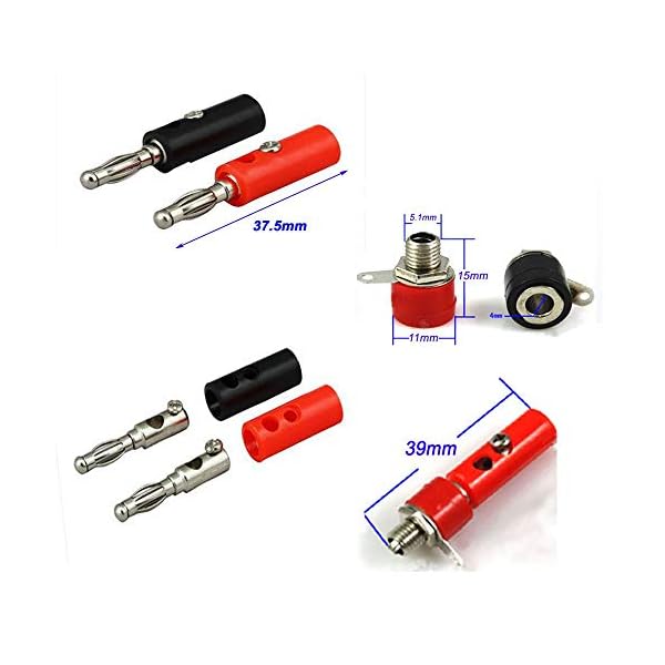 RUNCCI 52Stücke 4mm Bananenstecker, bananenstecker lautsprecher, 4mm Bananenstecker Binding Terminal Jack, polklemmen lautsprecher - 2 Farben (26männlich + 26weiblich) – Bild 3
