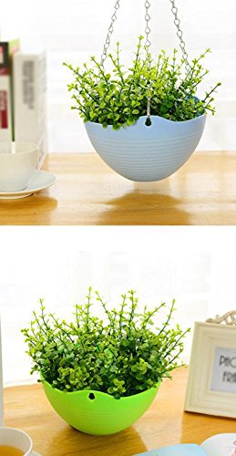 Hosaire Blumentopf Balkon Hängetöpfe Blumentopf Grünpflanze Kunststoff Hängende blumentöpfe Flower Pot Mit Kette,Weiss - 2