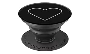 PopSockets - Officiel Non-Interchangeable Support et Grip pour Smartphone et Tablette - White Heart Black
