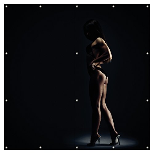 Wallario XXL Garten-Poster Outdoor-Poster - Sexy Frau im Dunkeln - Schatten, Silhouetten, Muskeln in Premiumqualität, für den Außeneinsatz geeignet