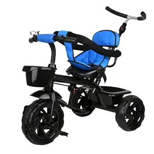 Evohome Tricycle for Kids,Smart Plug n Play Kids Ride on with Storage Space Parent Push Handle Cushion seat and Sipper for 12 Months to 60 Months Boys/Girls/Children Cycle Tricycle (Blue)
