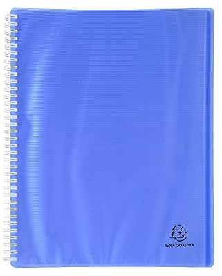 Exacompta 56672E Protège Document Réversible à Spirale Polypro Linicolor 120 Vues Bleu