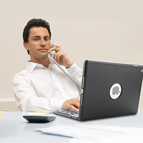 KVAGO iPad Air Tastatur mit Hülle Schutzfolie Aluminiumfinish-harter PlastikShell drahtloser Bluetooth Englisch QWERTY Tastatur-tragender Fall-Folio-Abdeckung für iPad Air Tastatur - 7