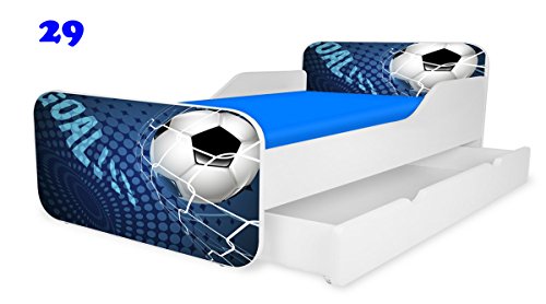 TODDLER BED WITH UNDER BED STORAGE & FREE MATTRESS INCLUDED (Football)