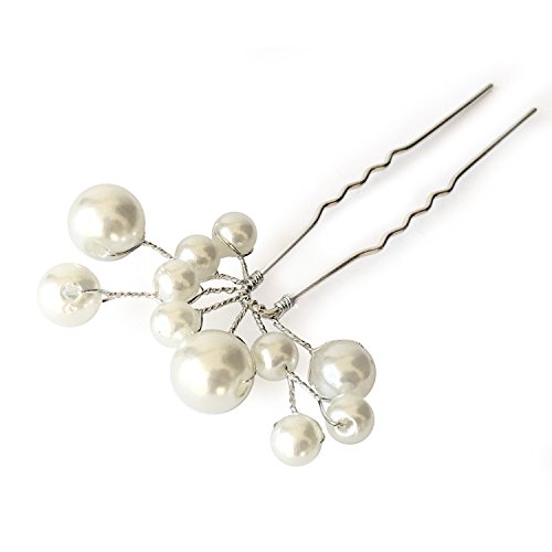 Pack of 10 Pearl Cluster Bridal Hair Pins. Pearl Slide Clips Grips Wedding