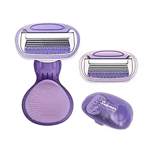 Summer by Zlade Splash Mini Hair Removal Razor for Women with Large Hydrating Bar, Enriched with Aloe and Vit E, 1 Razor Handle + 2 Replaceable Cartridges + 1 Carry/Travel Case (6 Month Pack)