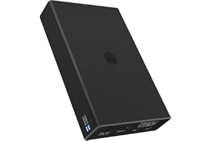 ICY BOX RAID-hölje för 2 x 2,5 tums SSD & HDD, USB-C och USB-A-kabel, USB 3.1 Gen2 (10 Gbit/s), aluminium, svart, IB-RD2253-C