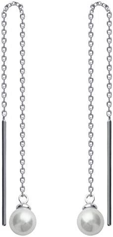 So Chic Bijoux Drop Earrings Woman Stem Cream Ivory Pearl &amp; Sterling Silver Chain