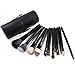 Lychee Women 12pcs Soft Professional Makeup Brushes Cosmetic Make Up Brush Set Kit Foundation with Cup Holder Case (12Pcs Black)