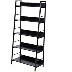 Homcom Étagère bibliothèque Style Industriel incliné 5 Niveaux 70L x 35l x 150H cm Noir