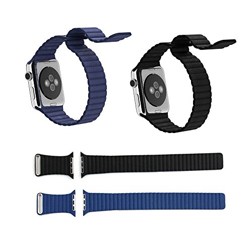 38/42 mm Apple Watch Bands Echt Leder Schlaufe iWatch Band Schlaufe, mit Magnet Schnalle Lock Ersatz Band für Apple Watch Alle Modelle - 5
