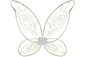 PARTILANDIA Alas Campanilla Niña Mujer Hada Bosque Verde Oro 【50 cm de Ancho, 48 cm de Largo】 Accesorio Disfraz Campanilla Carnaval Cuentos Personajes Fantasía