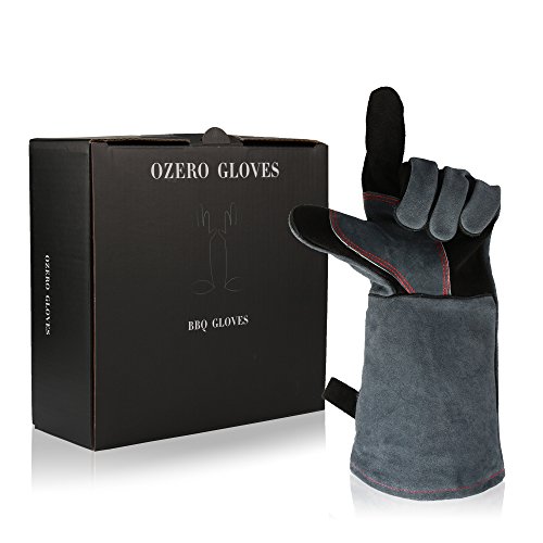 OZERO 932° Ultra Extreme Hitze Grill Handschuhe für Raucher, Backofen & Outdoor Grill Schweißhandschuhe Leder BBQ Grillgloves - 6