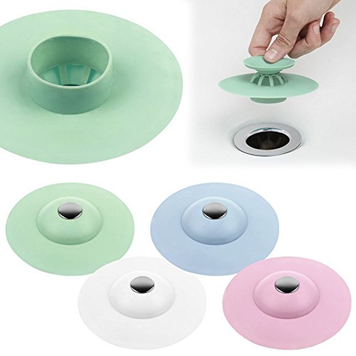 Q4U ® 2 in1 Silikon Badewanne Ablauf Stop & Badezimmer Haar Catcher Abfluss Sieb Displayschutzfolie weiß - 3
