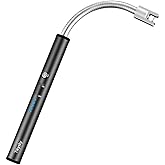 tikysky Metal Lighter, 1 Pack Flexible Plasma Arc Long Neck Usb Lighter Rechargeable Windproof Flameless For Candles, Grill, 