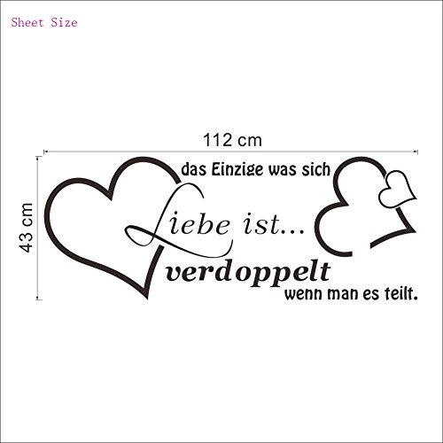 ufengke® „Liebe ist das Einzige“ Spruch Zitat Wandsticker, Wohnzimmer Schlafzimmer Entfernbare Wandtattoos Wandbilder - 2