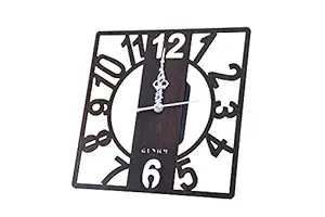 GLNRM Square Shape Wooden Wall Clock with Number Fancy for Home | Office | Living Room | Bed Room | Kids Room | Kitchen- 10.5 INCH