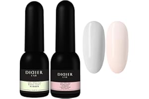 Didier Lab Rubber Base Gel - Kit Smalto Semipermanente Rosa Crema & Transparente - UV LED Gel Base Rubber Rinforza Protegge Unghie Naturali - Base Semipermanente Unghie per Mini Allungamento 2x10ml RB