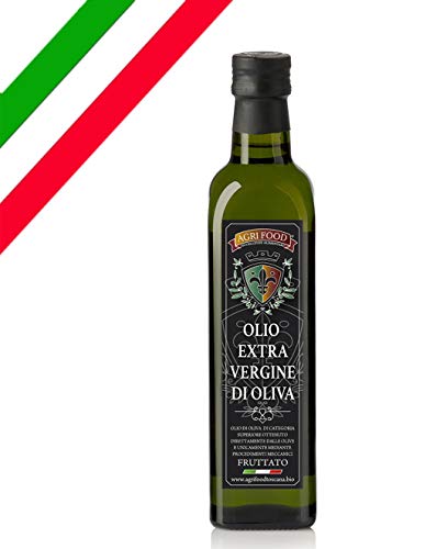 Olio Extra Vergine D'Oliva Agrifood "ORO" Grezzo Fruttato ITALIANO Prima Spremitura a Freddo, Ultimo RACCOLTO 0,5 Litri