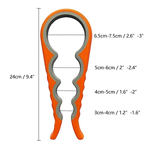 Fypo Deckelöffner Dosenöffner Universal Flaschenöffner für Schraubverschlüsse Anti-Rutsch geeignet für meisten Deckel 4 Größen von Deckel Öffnungshilfe & Glasöffner für Schraubgläser, Flaschen & Einmachgläser(Orange) - 2