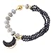 Produktbild NauyGnol 8 mm natürlicher Labradorit Magnetverschluss, 3 mm Schwarze facettierte Perlen, mehrlagige Mond-Charm-Armbänder für Damen und Herren