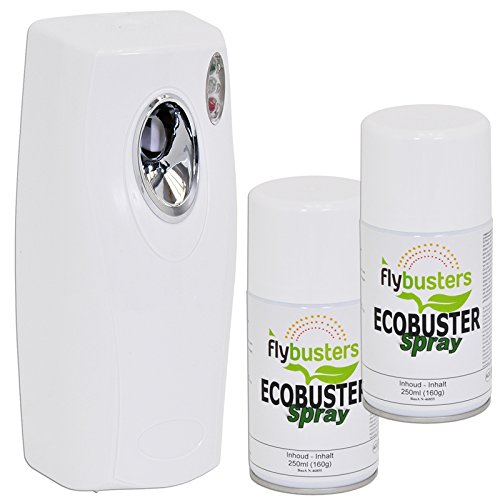 Preisvergleich Produktbild Flybusters Set Ecobuster automatisches Insektenspray, Spray-Automat + 2X 250ml Nachfüllspray, Fliegenspray, Insektenschutz, Insektenkontrolle