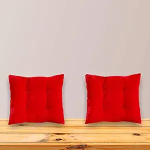 Curio Centre Square Shaped Cotton-Padded Cushion for Swing Chairs/Hammocks/Hanging Swings/Jhula & Swing Pillow/Gaddi for Indoor Outdoor Use (Red, 16 x 16 inch, Pack of 2)